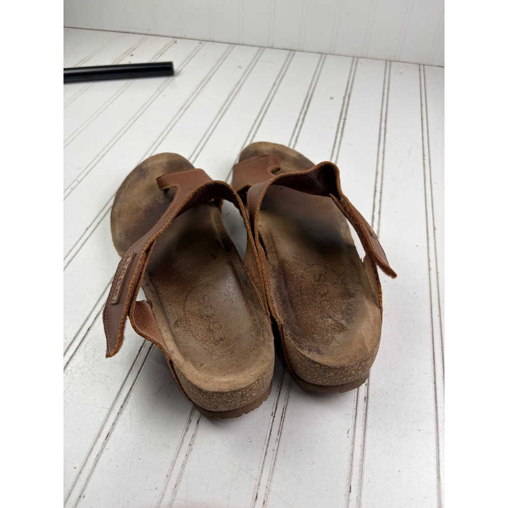 Taos Trulie Leather Slide Brown Toe Loop Cork Wedge Sandals Women's Size 9-9.5 - Picture 4 of 10